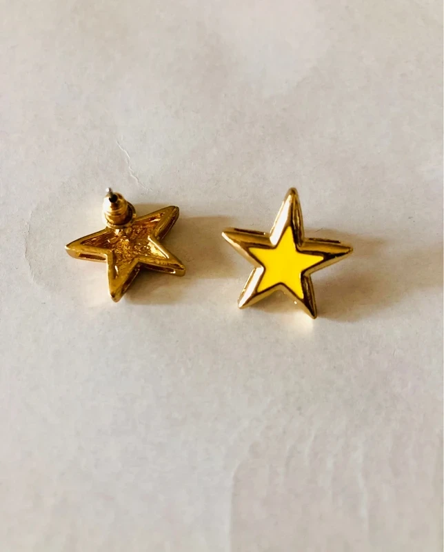 Golden stars yellow and gold earrings | New Novo – photo 2